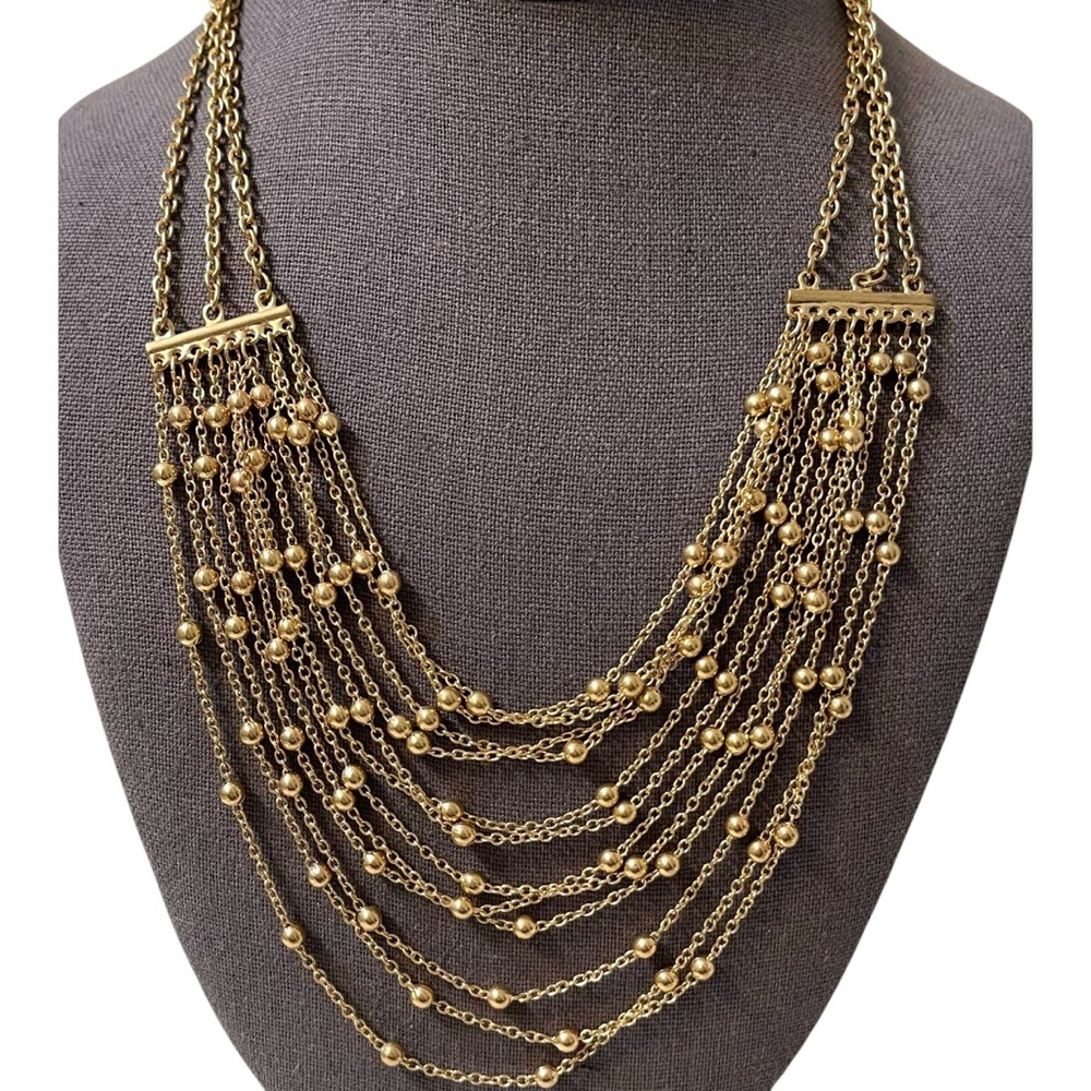 ❤️ Vintage Gold Tone Layered Chain Necklace